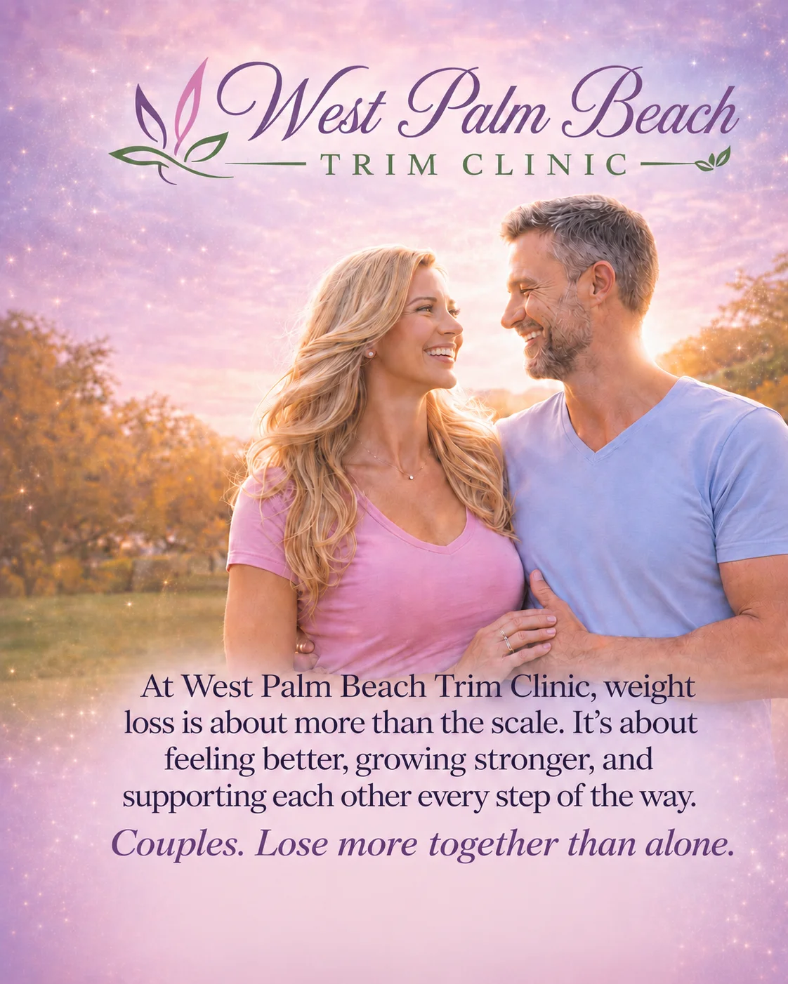 Couple smiling together — West Palm Beach Trim Clinic couples weight loss program